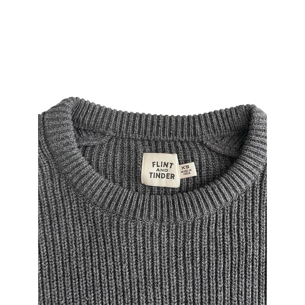 Men's Flint And Tinder Bolinas Recycled Cotton Crewneck Sweater Charcoal Grey XS
